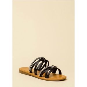 STRAPPY JEWELED SANDALS FLATS